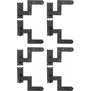 Pack of 4 Wrought Iron Lift-Off Pintle Shutter Hinges – 6.5" Black Colonial Window & Gate Hardware