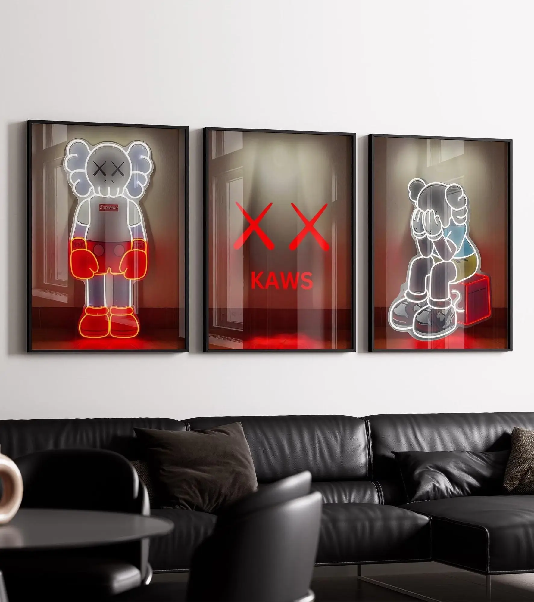 KAWS 3-Piece Poster Set, Artistic Hypebeast Graffiti & Minimalist Artwork, Floral Room Decoration, Ideal Gift for Art Lovers, Cool Wall Art, Home Wall Decor