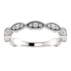 1/5ct Diamond Wedding Ring Womens Stackable Anniversary Ring 14k White Gold