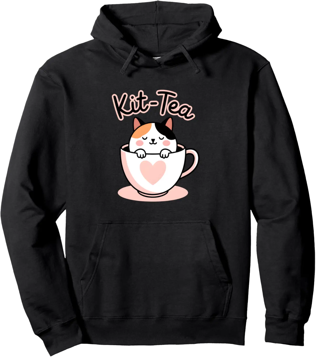 Kawaii Kit-Tea Cute Cat Calico Kitty Heart Pullover Hoodie - Sarahreb Shop 53B0DKG9YCGG