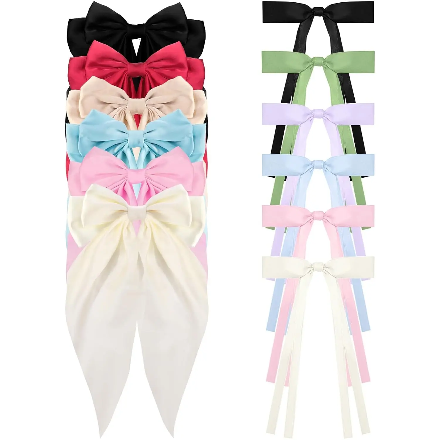 12Pcs Hair Bows for Women Tassel Hair Ribbon Clips, Big Hair Bow with Long Tail & Hair Ribbon Barrettes Coquette Bows Ponytail Holder Slides Metal Clips (Multicolor),Car Interior Accessories Premium Satin Fabric Party Gifts Beautiful Elegant Daily Wear su