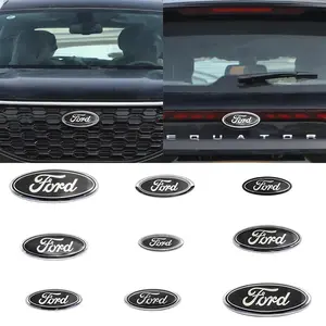 1Pcs Alloy/ABS Black White FORD Car Logo Hood Front Grille Emblem Rear Trunk Cover Badge Sticker For Ford Focus mk2 mk3 Ranger Mustang Kuga Edge Mondeo mk7 Fiesta Fusion Explorer S-Max Transit F150 F250 Car Styling Replacement Accessories