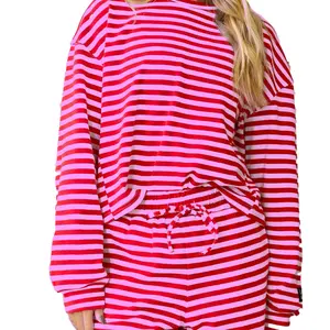 LuLu Mac STRIPE LONGSLEEVE TOP-RED/PINK