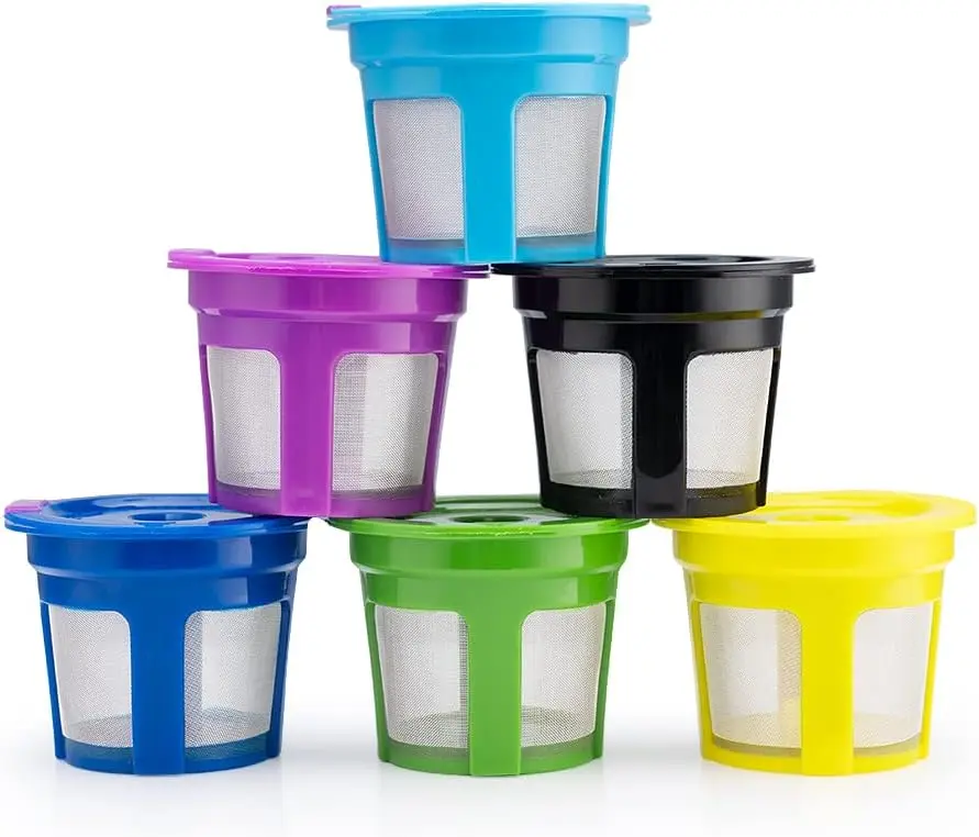 6-pcs Reusable Coffee Filters, Compatible with Keurig 1.0 and 2.0 Brewers Including K-Cafe and K-Duo Models, Kitchen Coffee & Tea Ware Accessory