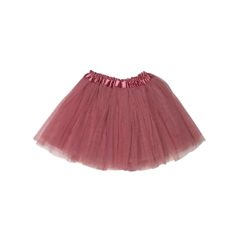Dusty Rose Tutu Skirt for Girls – 3-Layer Tulle Ballet, Dance, and Dress-Up Costume Skirt