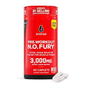 Six Star Nitric Oxide Booster Supplement for Men and Women Pre Workout Muscle Pump Formula for Muscle Building Strength Energy and Workout Performance 60 Capsules