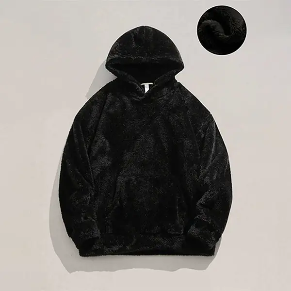 One piece men's winter fleece thick casual loose and comfortable Arctic fleece hooded sweatshirt men's warm outerwear hooded clothes