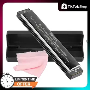 Harmonica Professional Harp Armonica Key of C 24 Hole Polyphony Diatonic Mouth Organ with Case for Blues Folk Jazz Pop for Music Student Teacher Beginner Gift