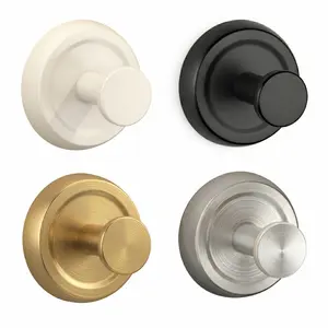 Brushed Gold Stainless Steel Suction Hooks, 2-Pack No-Drill Metal Towel Hooks - Waterproof, Reusable, Damage-Free Home Organizer for Bathroom, Glass Door Wreaths