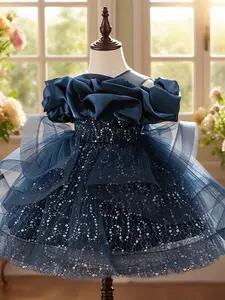 New children's clothing children's dress princess dress tulle overlay dress girls high-end dress skirt little girl piano performance costume