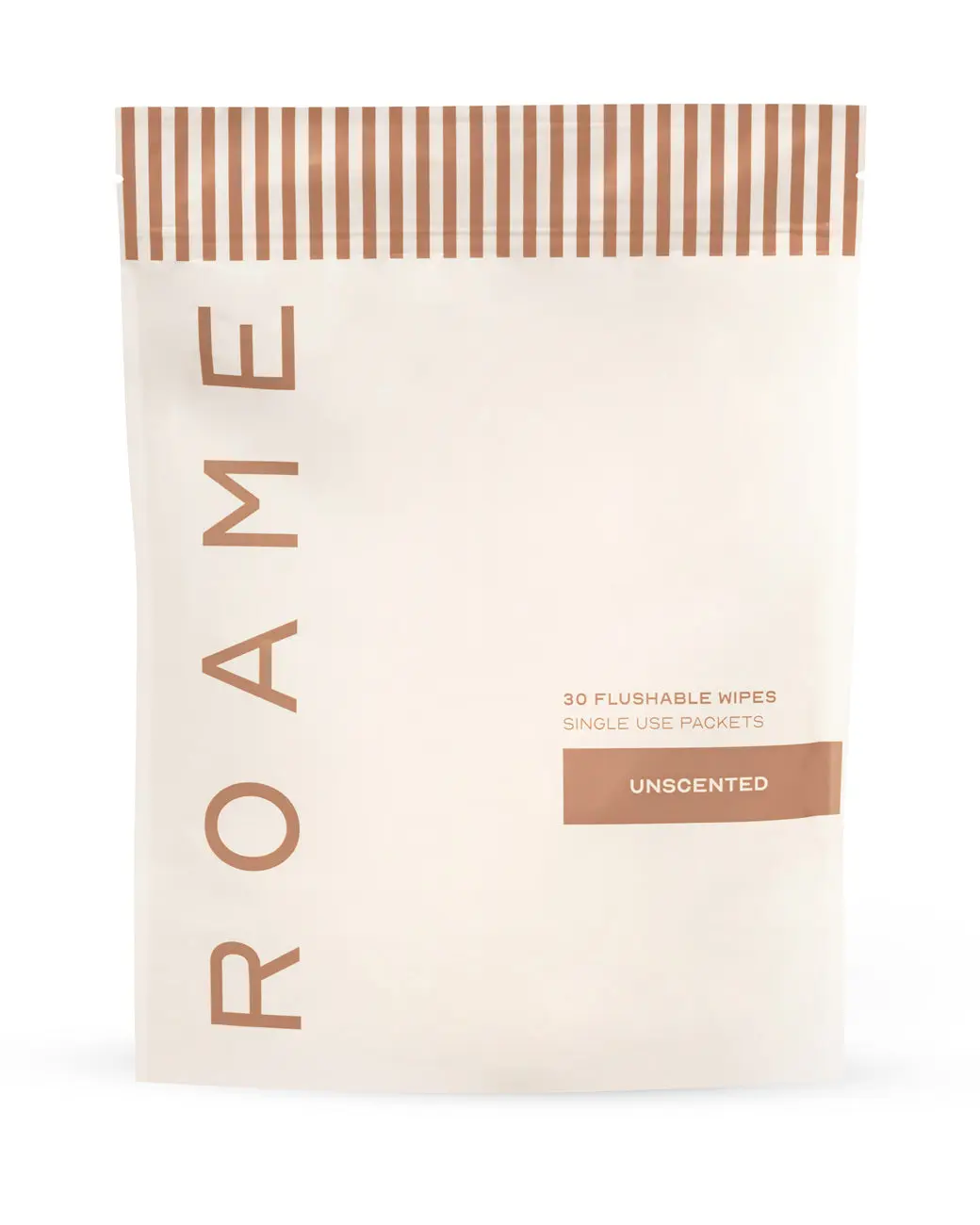 ROAME Unscented Flushable Wipes - 30 Single Use Packets, Dermatologist Tested, Plant Based, Alcohol Free, Septic Safe, pH Balanced Toilet Wipes Cleaning Wiping Cloth