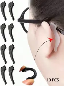 10pcs Anti-Slip Silicone Eyeglasses Ear Hooks Set, Durable Invisible Non-Pressing Glasses Leg Clips, Unisex Sports Eyewear Accessories