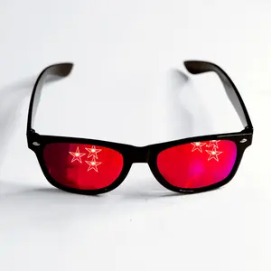 Unisex 3D Light Show Glasses, Black, Prism Effects, Stars & Hearts, Perfect for Concerts & Festivals, EDM Shows