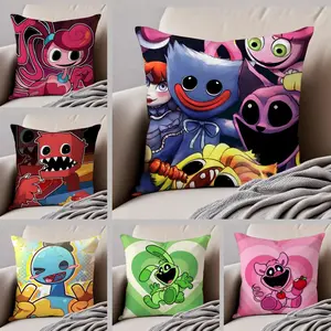 Hot Classic Horror Eerie American Video Game P-Poppy Playtime Pillow Case Anti-dustmite Pillowcase  Sofa Cushion Cover with Invisible Zipper Silky Short Plush Polyester Microfiber Fabric White Available in Standard Queen King Sizes for Home Bed Use