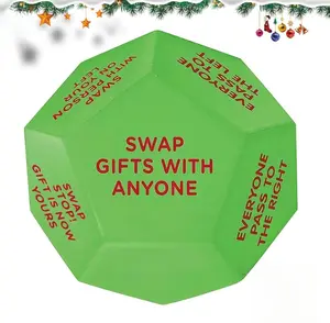 Santa Swap Gift Exchange Dice 12 Unique Sides Durable Green Party Game for Christmas Activities Supplies Roll Again Fun Game