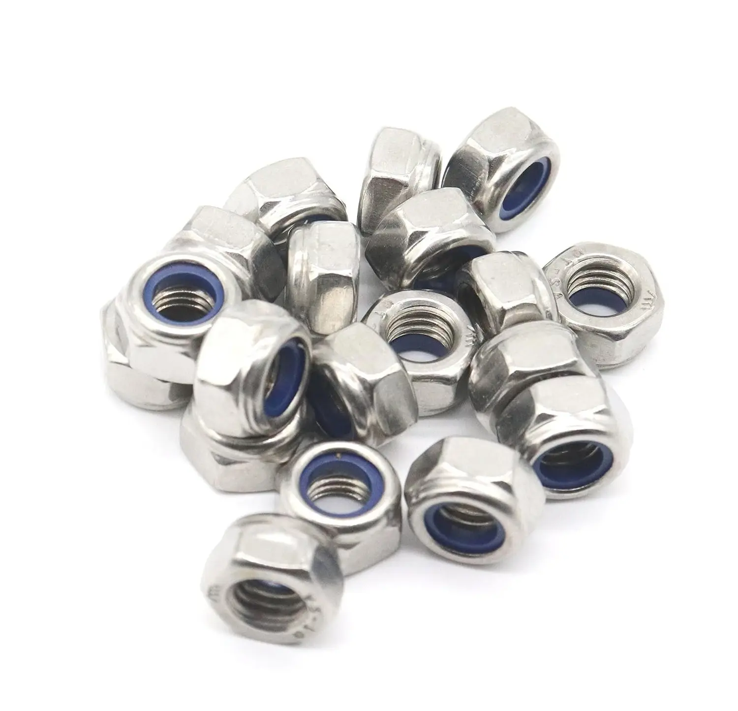 20Pcs M8 x 1.25mm Lock Nuts, 304 Stainless Steel Self-Locking Nylon Inserted 8mm Nuts for Automotive, Bike, Machine