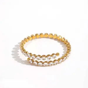 Sleek Gold Or Silver Tennis Wrap Bangle Bracelet- Waterproof
