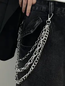 Wallet Chains for Men Women, Heavy Duty Pants Chain for Men, Biker Pocket Chain, Y2K,Gothic Accessories, Vintage Retro Multi-Layered Stackable Pants Chain, Hip Hop Denim Waist Belt, Adjustable Waist Chain