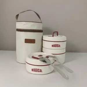 Aesthetic Ins Style Stackable Lunch Box, Food-Grade 304 Stainless Steel Thermal Bento Box with Insulated Bag & Premium Fork Spoon, Portable Meal Prep Container for Workers Students Outdoor Activities