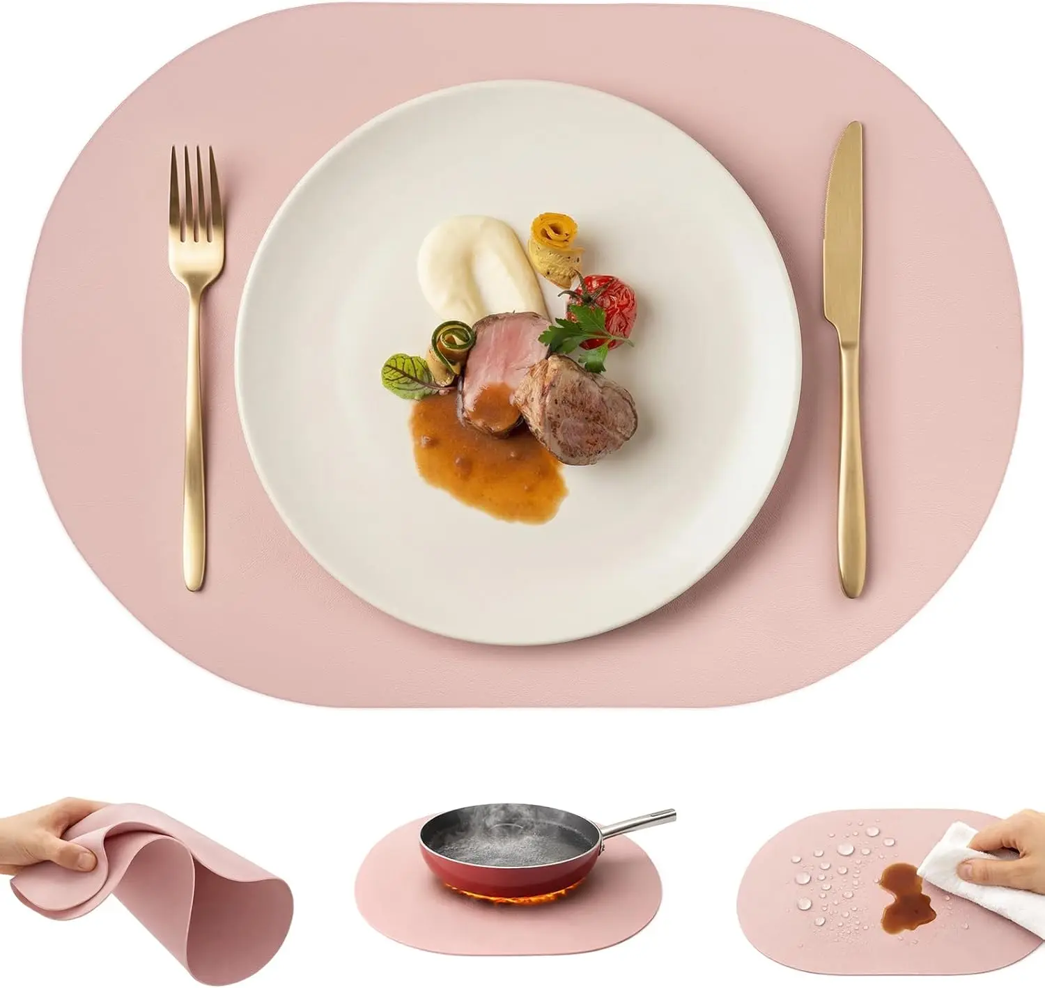 Premium Thick Sturdy Silicone Placemat Set, Heat & Oil Resistant, Non-Slip Table Mat for Dining & Kitchen, Easy-Clean, Roll-Up Storage, Gift-Ready, Accurate Color, Multi-Color, Whimsical Home Decor, Tableware Compatible