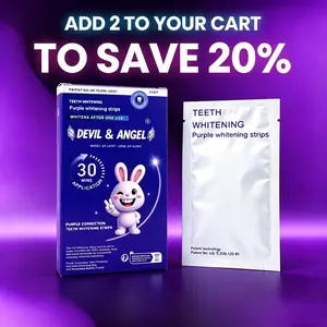 Purple Teeth Whitening Strips That Actually Work | Whiter After 1 Use, No PeroxideInstant Brightening in 30 Mins, No Sensitivity