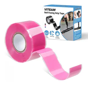 Grip Tape Silicone Rubber Grip Tape Fusion Water-Resistan Tape for Handle,Pull Up Bar, Barbells, Dumbbells, Lacrosse, Sport Equipments and Tools Pink