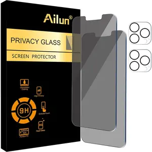 2Pack Privacy Screen Protector for iPhone 13 Pro Max [6.7 inch] + 2 Pack Camera Lens Protector, Anti Spy Private Tempered Glass Film, [9H Hardness] - HD