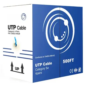 500ft Bulk Cat5e Wire, CCA Ethernet , 24 AWG, UTP Pull Box, LAN Network, Blue, -V002B