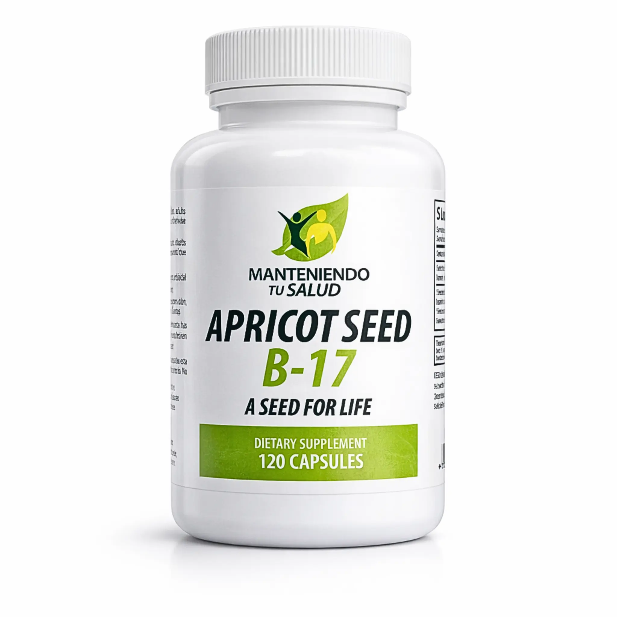 Manteniendo Tu Salud B-17 500mg Apricot Seed Immune Support 120 Capsules Dietary Supplement for Cell Function & Wellbeing Vitamin
