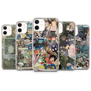Studio Ghibli Collage Phone Case, Totoro Spirited Away Cover for iPhone X, 11, 12, 13, 14, 15 & more – SS Galaxy S21 to S25 Ultra, Plus with Suction