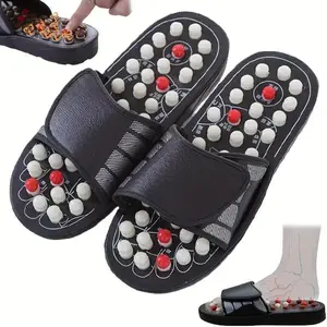 Acupressure Foot Massage Slippers - Reflexology Sandals with Adjustable Strap, & Stress, Black Polyester, Ideal for Improved Sleep & Muscle Soreness Body Care Comfort(Raincoats)