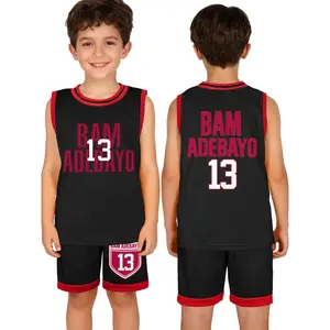 Kids Adebayo 13 Basketball Outfit | Boys Girls Sleeveless Jersey & Shorts Set | Summer Athletic Sportswear Suit
