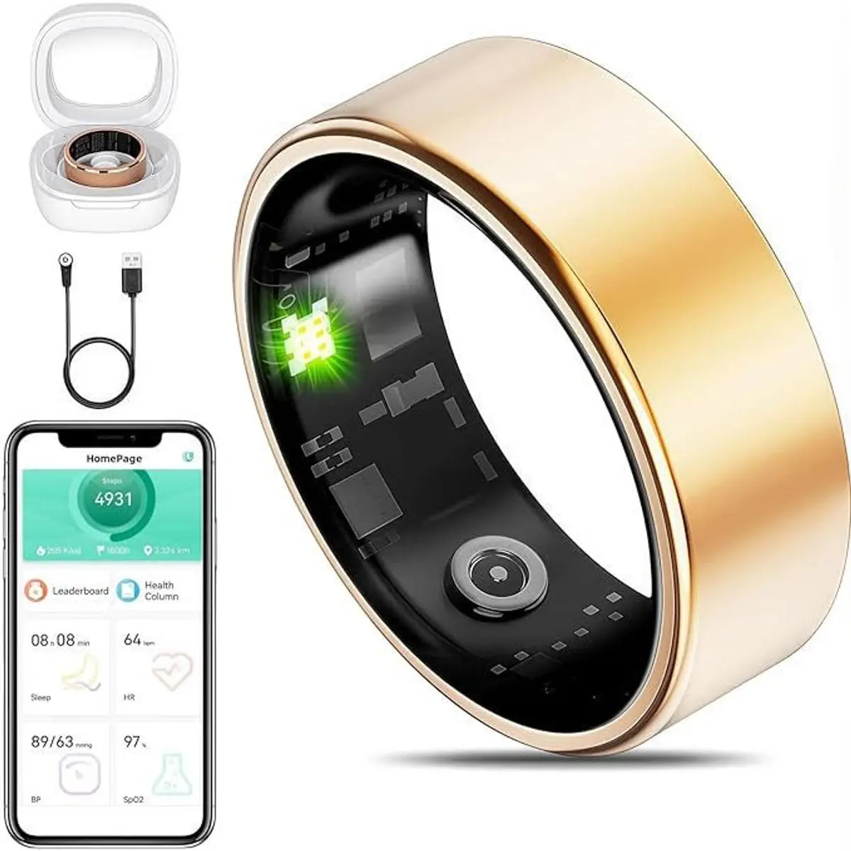 Smart Ring, All-Day Activity Fitness Tracker, Long Battery Life Waterproof Wearable Ring for Men Women