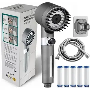 3-Setting Handheld Shower Head with Massage Function & Water Boost - Comes with 5 Filter Cartridges