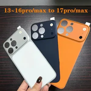 For iPhone 16 15 14 13 Pro Max Convert to 17ProMax Back Sticker Protection Cover with Fake Camera Lens Protector