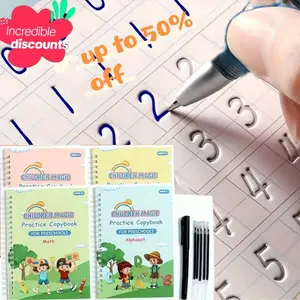 Reusable Copybooks Set of 4 for Practicing Numbers, Letters, Mathematics & Painting with 1 Pen, 5 Refill Cartridges, and 1 Pencil Grip card machine language learning early childhood education Kids Smart Touchscreen Learning PhoneMother's Day Gift