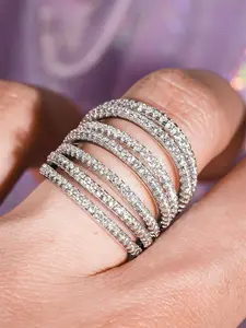 1 PC Glamorous Cubic Zirconia Ring For Women Wedding Engagement Valentine's Day Party Gift Dainty Stacking Rings