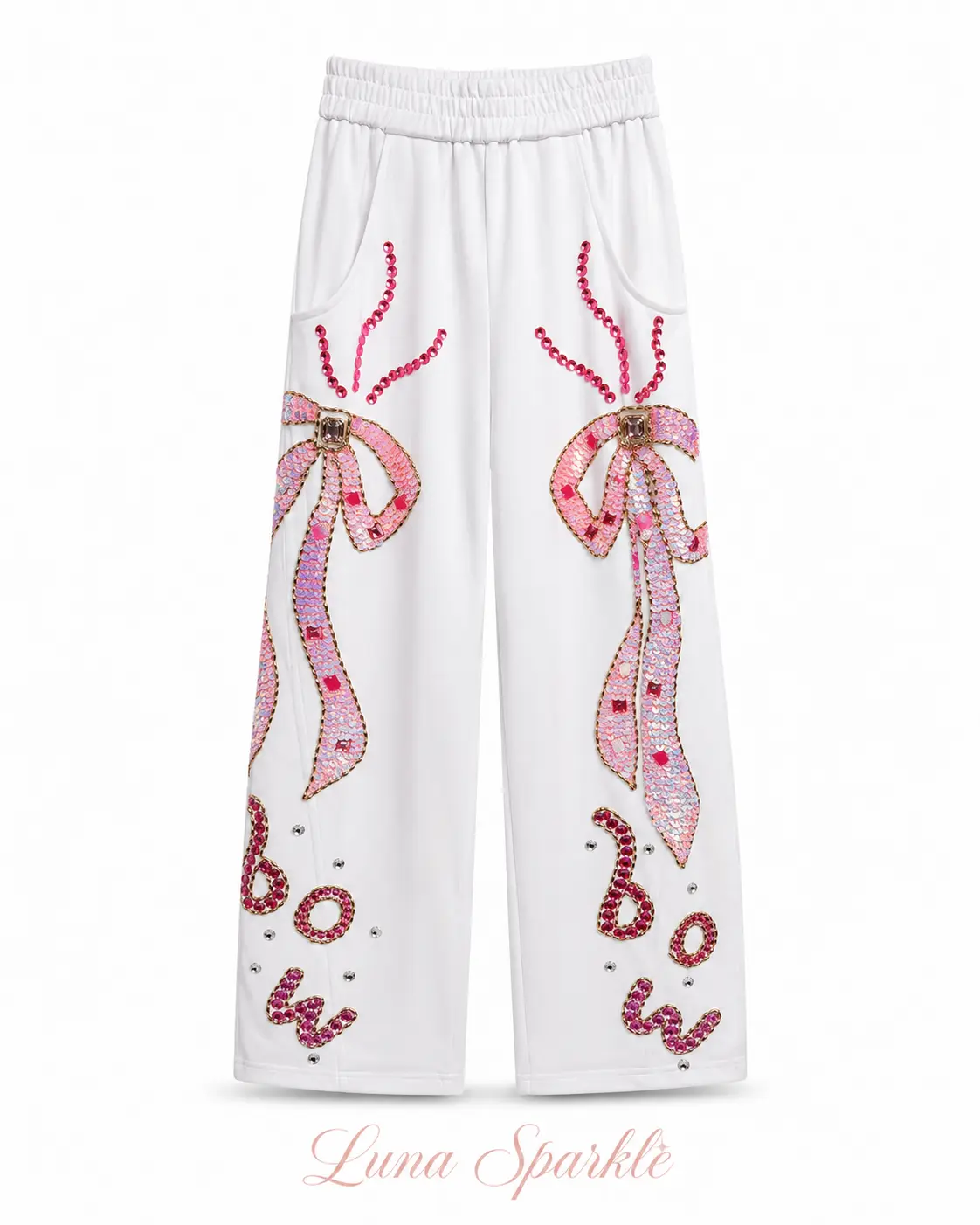 #305 LunaSparkle handmade designer Sequin casual pants