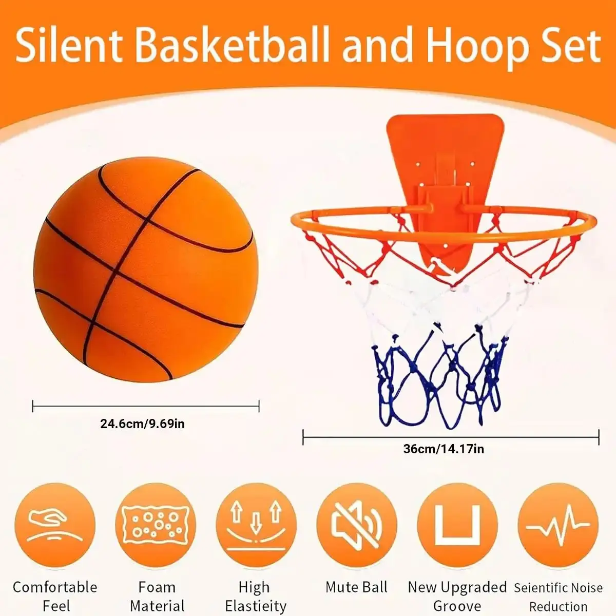 Silent Basketball and Hoop Set