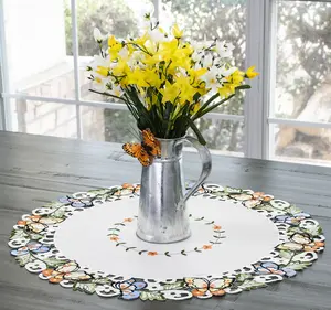 Linens Art And Things - Butterfly Table Topper, Doily (23" 33" RD)