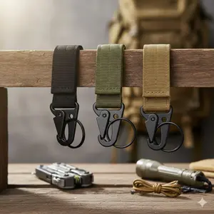 High Strength Nylon Quick-Release Keychain with Anti-Slip Gear & Adjustable Lock. Tactical Outdoor Gear for Backpack, Belt, EDC. Multi-Scenario Mounting Accessory. Durable, Secure, Versatile Attachment.