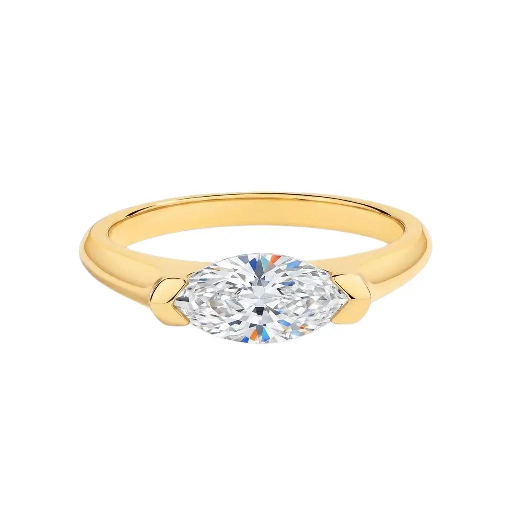 9K and 18K lab-grown diamonds, 1 ct, D–E color, VS–VVS clarity, marquise cut; lab-grown diamond engagement/wedding ring pwq05194