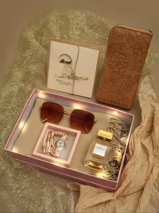 7pcs Elegant Fashion Casual Women's Watch Set + Sunglasses Money Bag Scarf Perfume Card, Perfect Gift for Family Friends Accessories Set