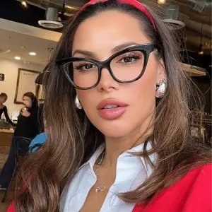 Kitty Eyeglasses for Women Cat Eye Slim Fit Removable Clear Lenses Fashionable Stylish Everyday Wear Glasses Sleek Frames Versatile Accessory