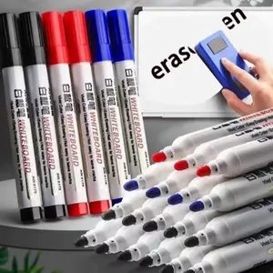 10pcs Erasable Markers Blue Fine Tip Whiteboard Pens Drawing Markers Large Capacity Teacher Supplies Non-Fading Graffiti Markers for Adults over 18 Writing Stationery
