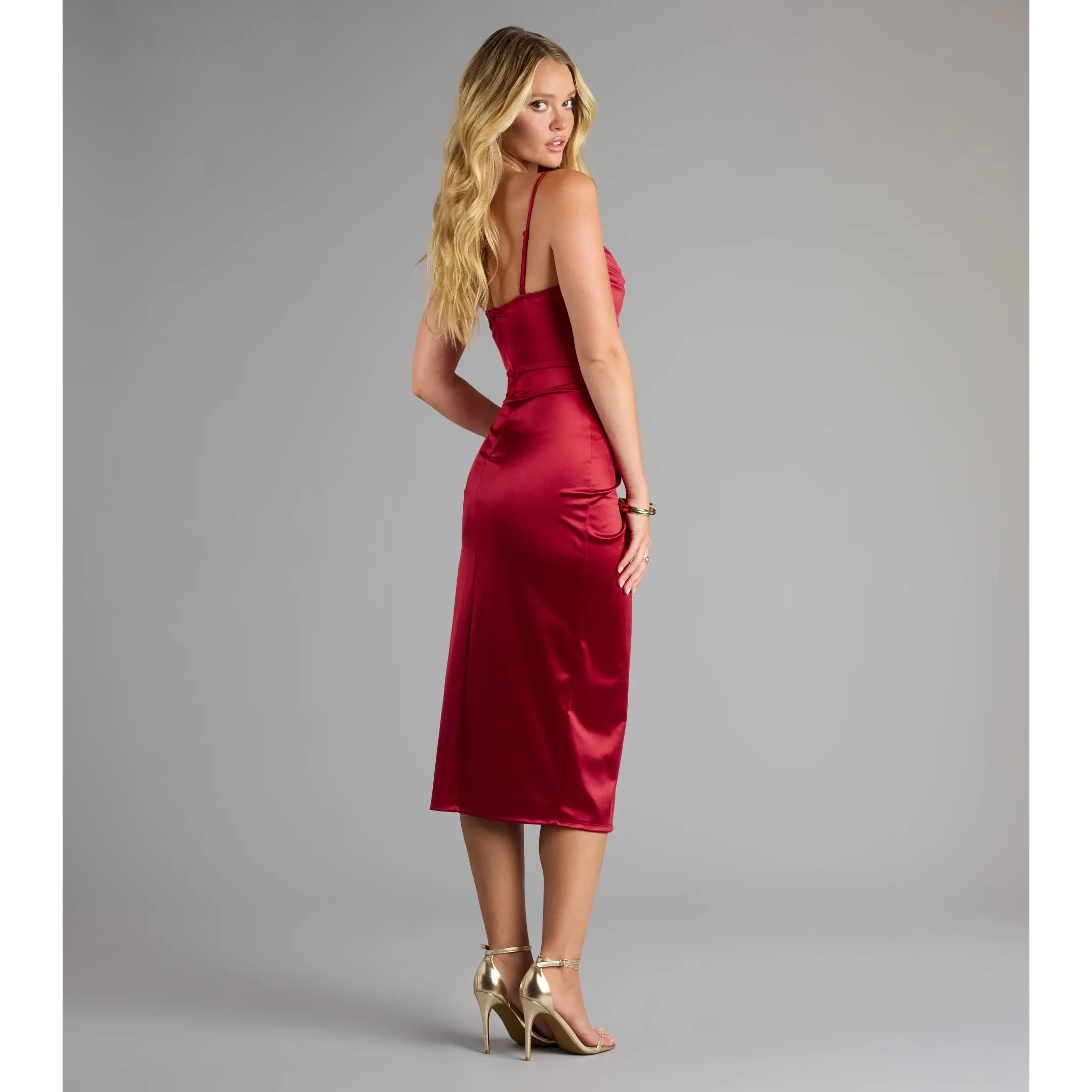 Camilla Satin Cutout Slit Midi Formal Dress - TikTok Shop