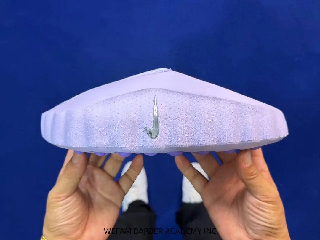 Street‑Style Slip‑On Massage Slippers For Men, Light Lavender EVA Mule Slides With Breathable Perforated Upper & Purple Dotted Massage Sole