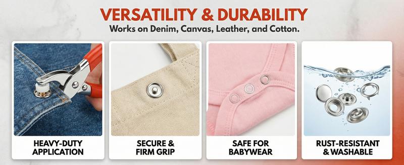 Including 100pcs Invisible Colored Metal Buckle & 1 Count Manual Pressure Pliers, household sewing accessories kit for DIY handicraft clothing and hats, buttons and pliers tool kit, seamless stitching sewing kit tools for crafts