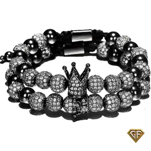 Black Crown Bracelet | King and Queen Bracelets | Crown Bracelet Set | Adjustable Stainless Steel Bracelet | His and Hers Bracelet Set | Mens Christmas GIft
