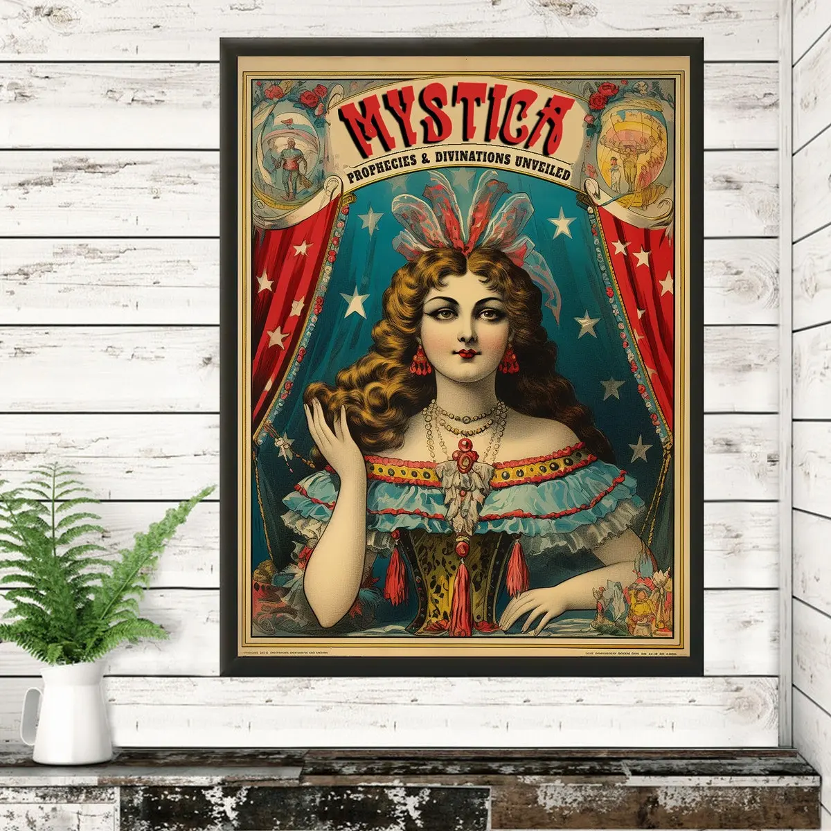 Circus Freak 'Mystica' Retro Print Poster Art Nostalgic Sideshow Sign Home Decor Antique Inspired Wall Art Room Decor Unframed